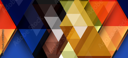 Colorful repeating triangles modern geometric in contemporary style on white background. Abstract geometric shape. Modern stylish texture