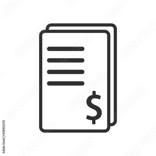 Tax bill icon isolated on white background. Vector illustration.