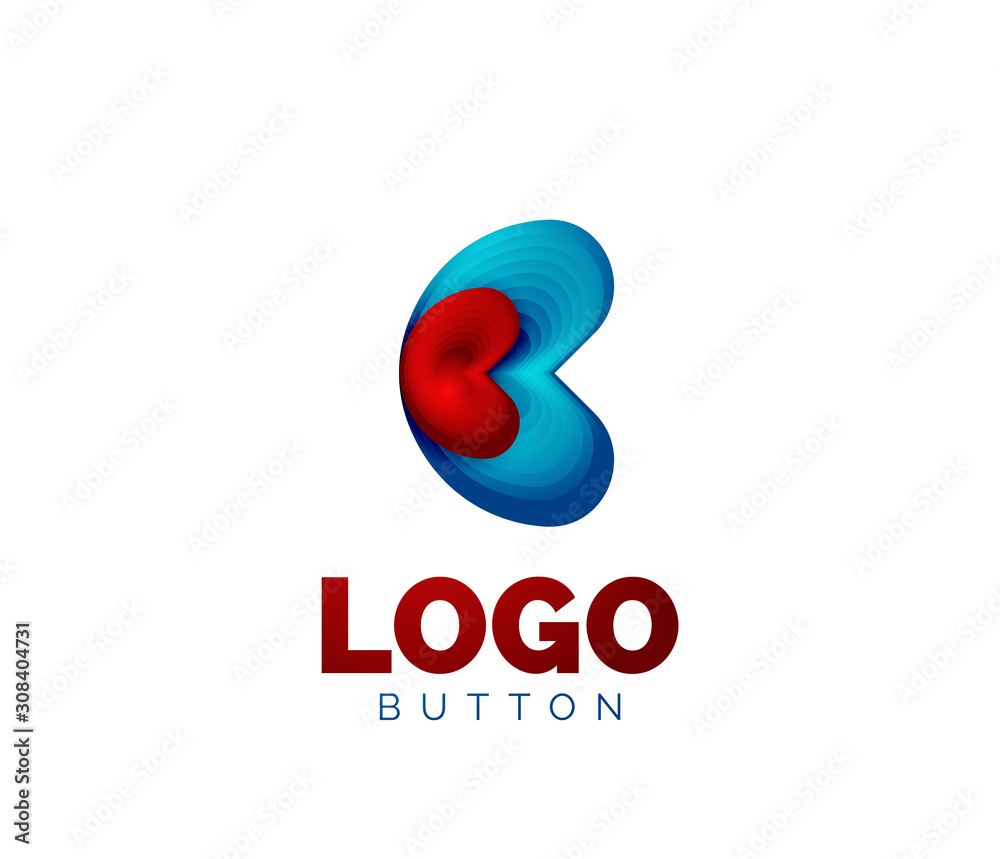 Abstract round shape logo template. Minimal geometrical design, 3d geometric bold symbol in relief style with color blend steps effect. Vector Illustration Abstract round shape logo template. Minimal geometrical design, 3d geometric bold symbol in relief style with color blend steps effect. Vector Illustration