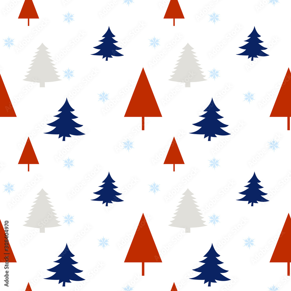 Christmas seamless pattern with christmas tree and snowflakes, vector background.Design template for wallpaper,fabric,wrapping,textile Christmas seamless pattern with christmas tree and snowflakes, vector background.Design template for wallpaper,fabric,wrapping,textile