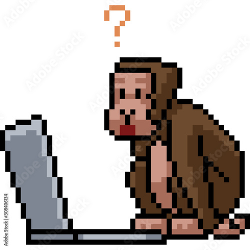 vector pixel art monkey