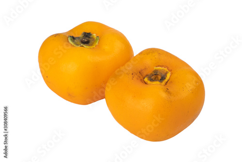 fresh ripe Fuyu persimmons (Kaki,maturing persimmon) isolated on white background