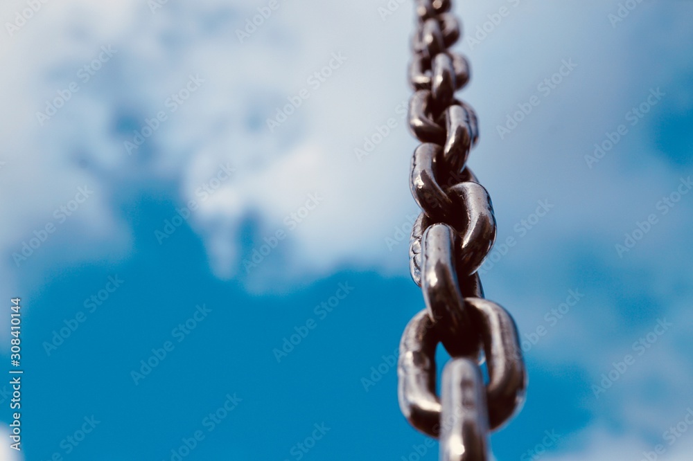 strong steel chain for industry, blue background strong steel chain for industry, blue background