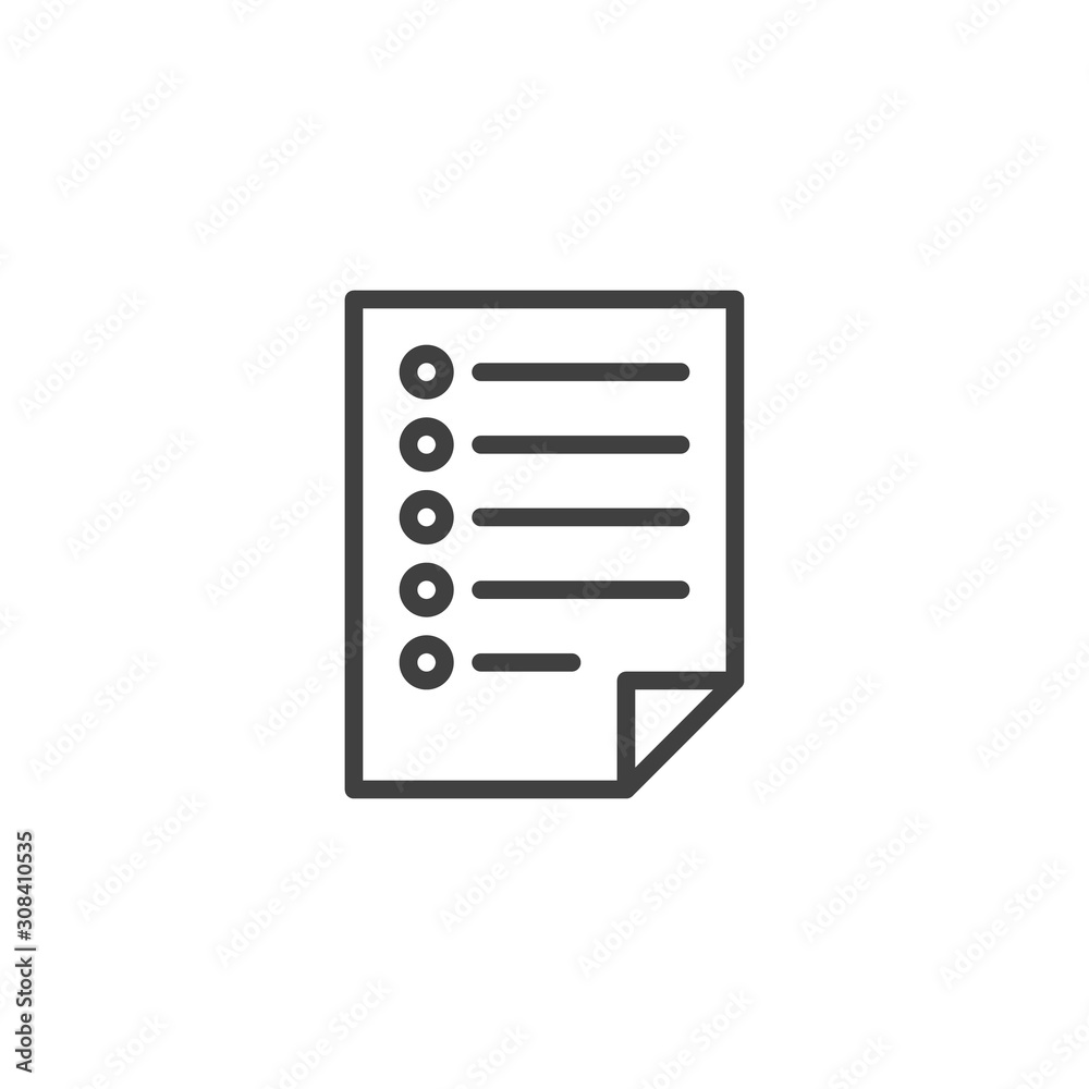 Questionnaire list line icon. linear style sign for mobile concept and web design. Blank checklist, checkbox outline vector icon. Symbol, logo illustration. Vector graphics
