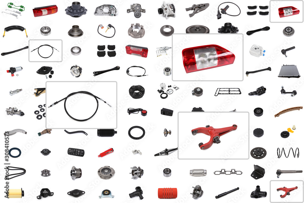 Background for a catalog or auto parts selection program with an emphasis on three parts: taillight, clutch fork and clutch cable. Background for a catalog or auto parts selection program with an emphasis on three parts: taillight, clutch fork and clutch cable.