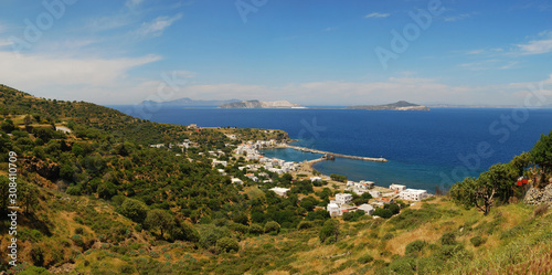 Panoramic view of the sea coast of the Greek island of Nisyros.