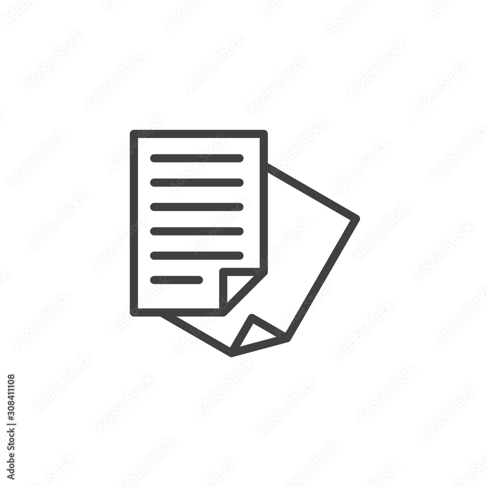 Note paper list line icon. linear style sign for mobile concept and web design. Document files outline vector icon. Symbol, logo illustration. Vector graphics Note paper list line icon. linear style sign for mobile concept and web design. Document files outline vector icon. Symbol, logo illustration. Vector graphics