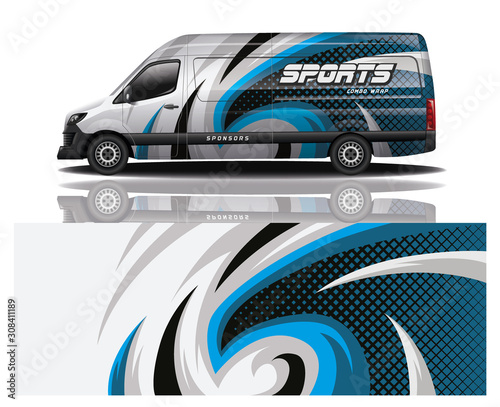 van car decal wrap design vector