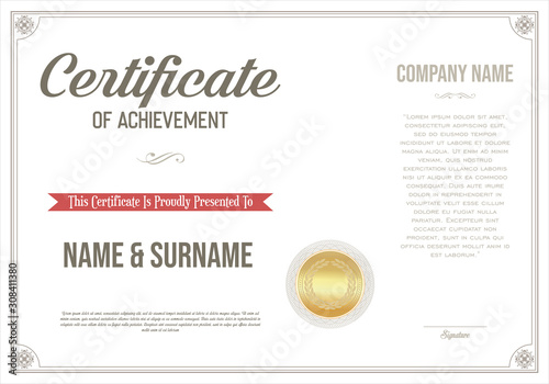 Certificate or diploma retro vintage template 