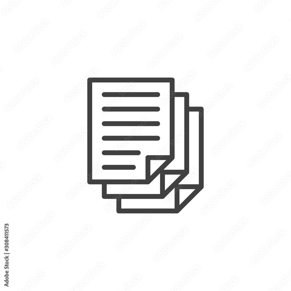 Document layers line icon. linear style sign for mobile concept and web design. Document file stack outline vector icon. Symbol, logo illustration. Vector graphics Document layers line icon. linear style sign for mobile concept and web design. Document file stack outline vector icon. Symbol, logo illustration. Vector graphics