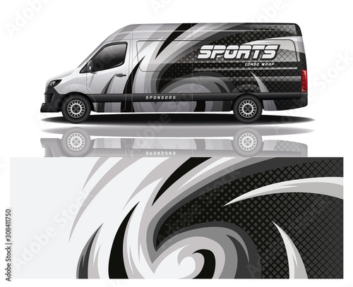 van car decal wrap design vector