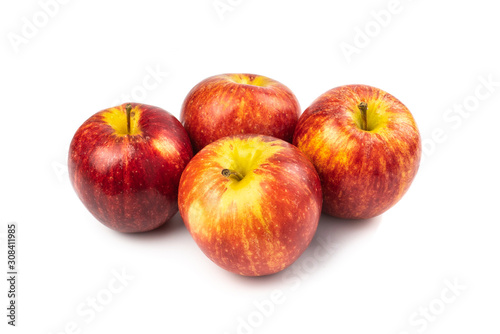 Organic Gala apples (Malus domestica) isolated on white background.Healthy Fruit Concept and Weight Loss.copy space for text