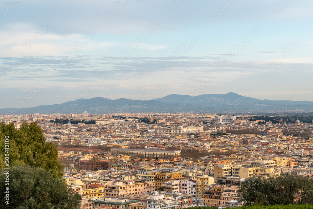 beautiful panorama of Rome, architecture and environment