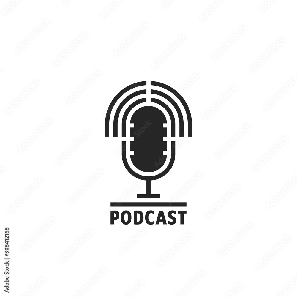 Vecteur Stock black simple podcast logo with speaker | Adobe Stock