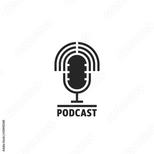 black simple podcast logo with speaker