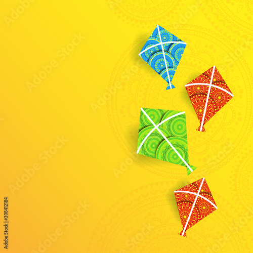Vector illustration on the theme of kite string festival of India