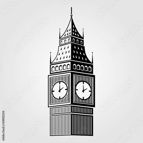 Big Ben icon isolated on white background. Vector illustration