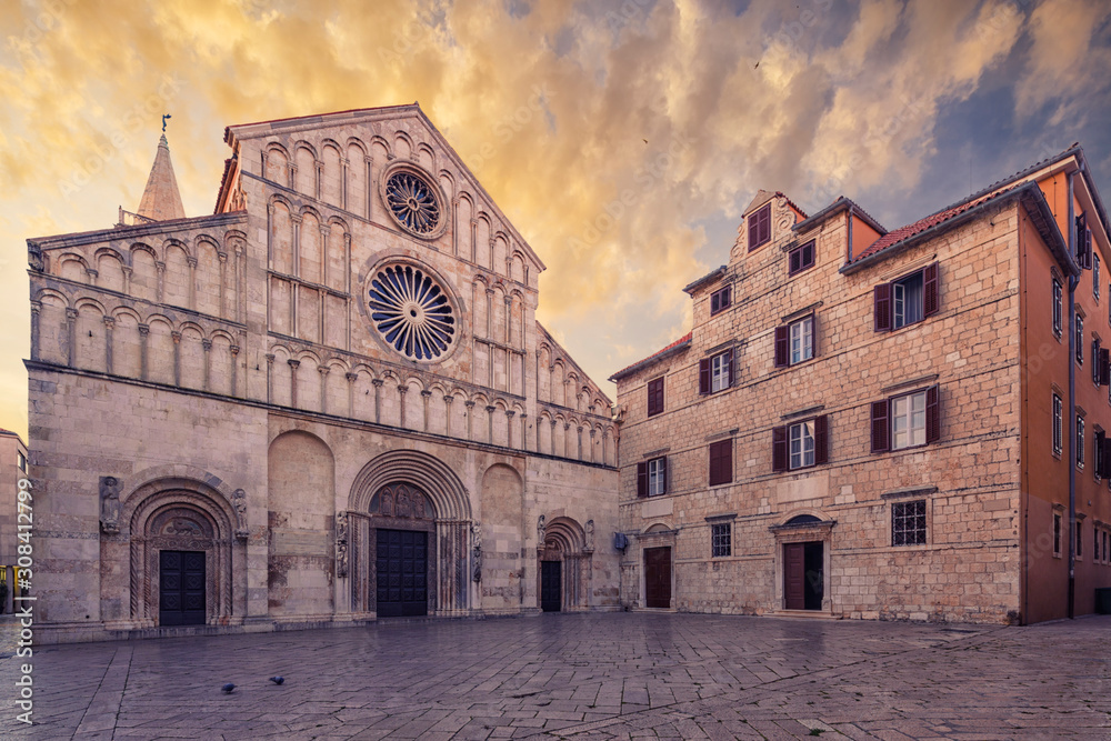 Beautiful Romanesque cathedral of St. Anastasia, Zadar, Croatia