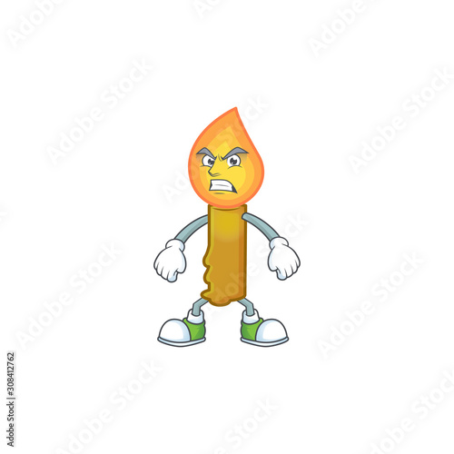 Gold candle cartoon character style with angry face