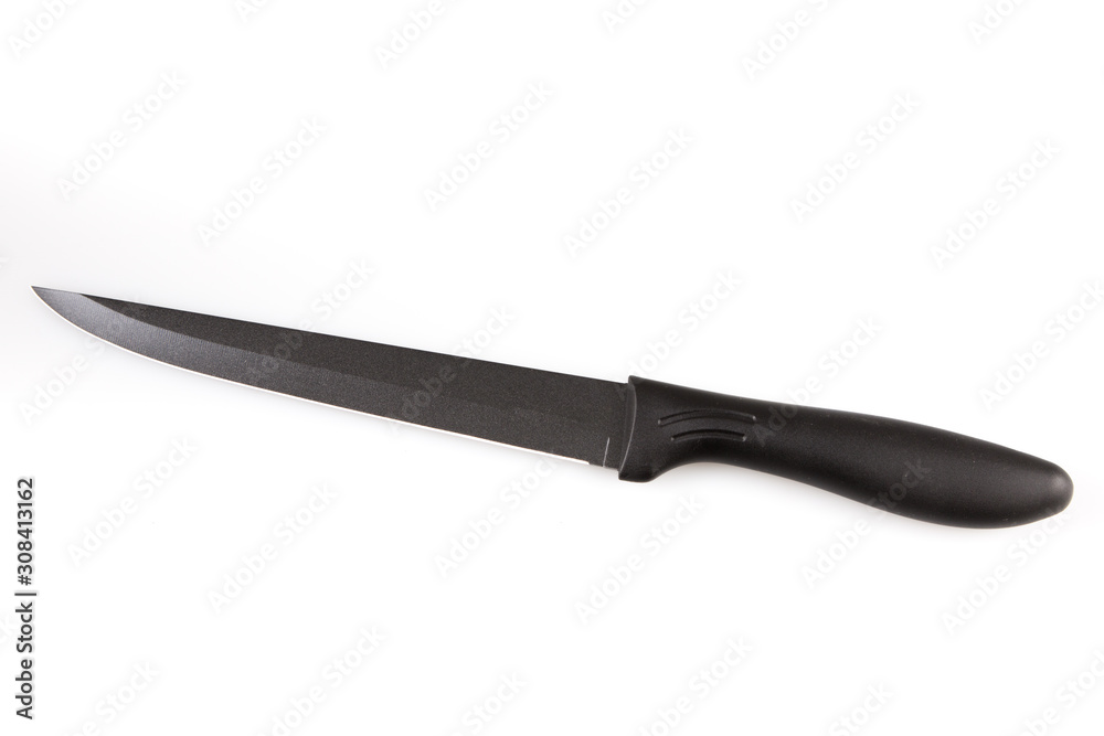 knife long black Kitchen chef on white background knife long black Kitchen chef on white background