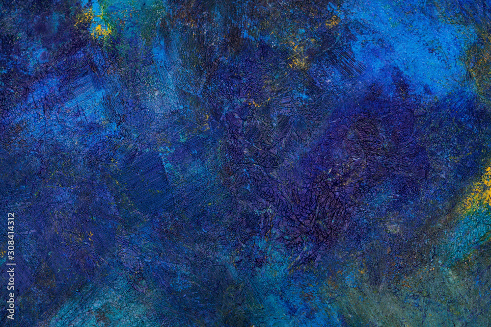 Naklejka premium Blue oil paint mixed. Abstract texture. Place for text.