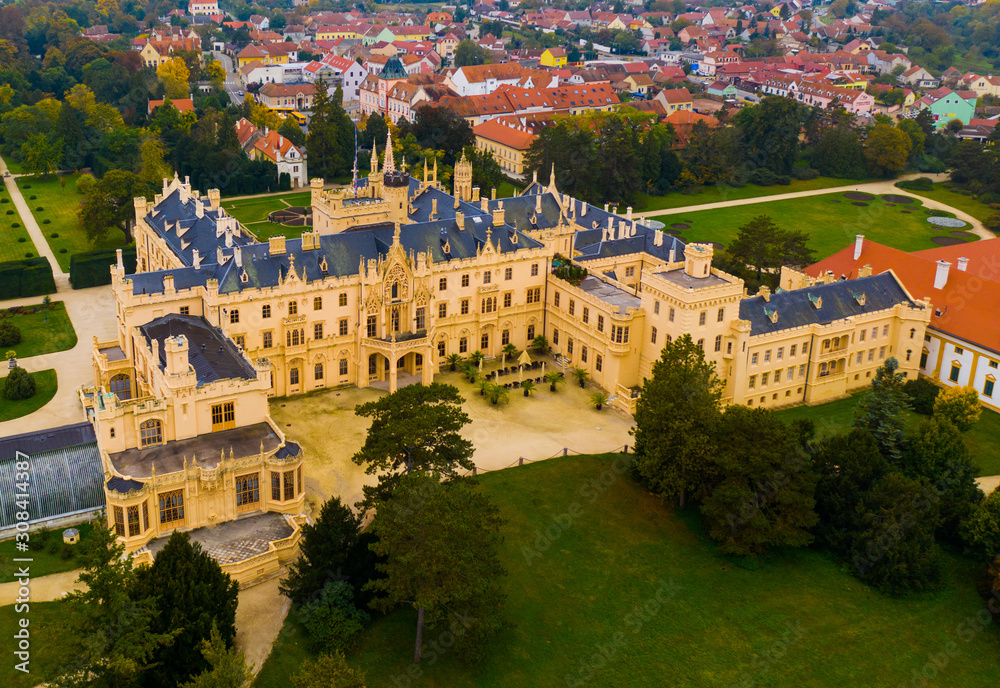 Aerial view of Lednice palace