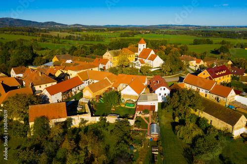 Traditional village Cakov in autumn day. Czech Republic