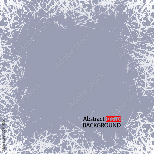 Vector frozen window background. Winter Postcard with picture white frost