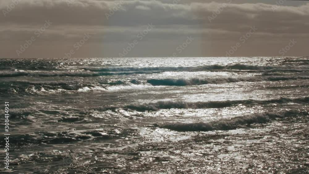 Waves on the water of a stormy gray ocean alone. The concept of a storm and bad weather. Waves on the water of a stormy gray ocean alone. The concept of a storm and bad weather.