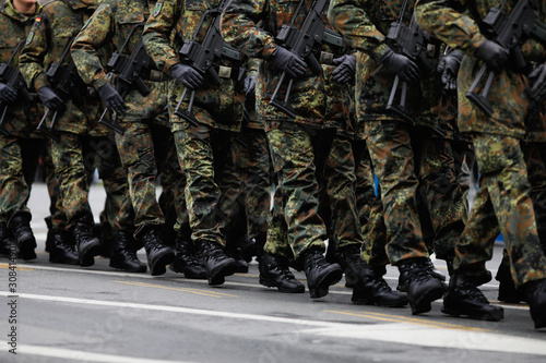 German soldiers take part at the Romanian National Day military parade. photo