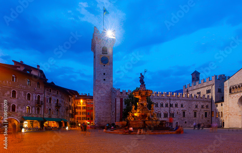 Evening view of the streets of Trento. Italy