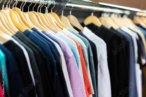Assortment of summer clothing in modern store