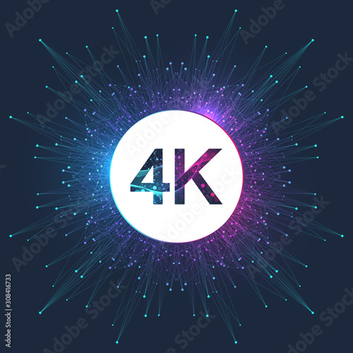 4K Ultra HD badge vector icon. Abstract gradient background style 4K UHD TV symbol