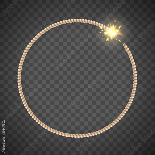 Explosive fuse like a round frame. Template isolated on a transparent background