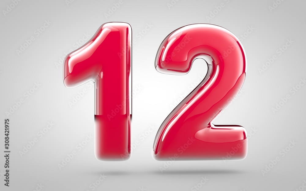 Pink nail polish 3d number 12 on white background Pink nail polish 3d number 12 on white background