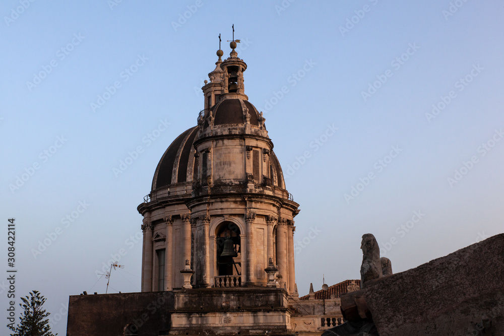 Top view of St. Agata church, Catania