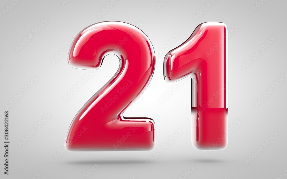Pink nail polish 3d number 21 on white background Pink nail polish 3d number 21 on white background