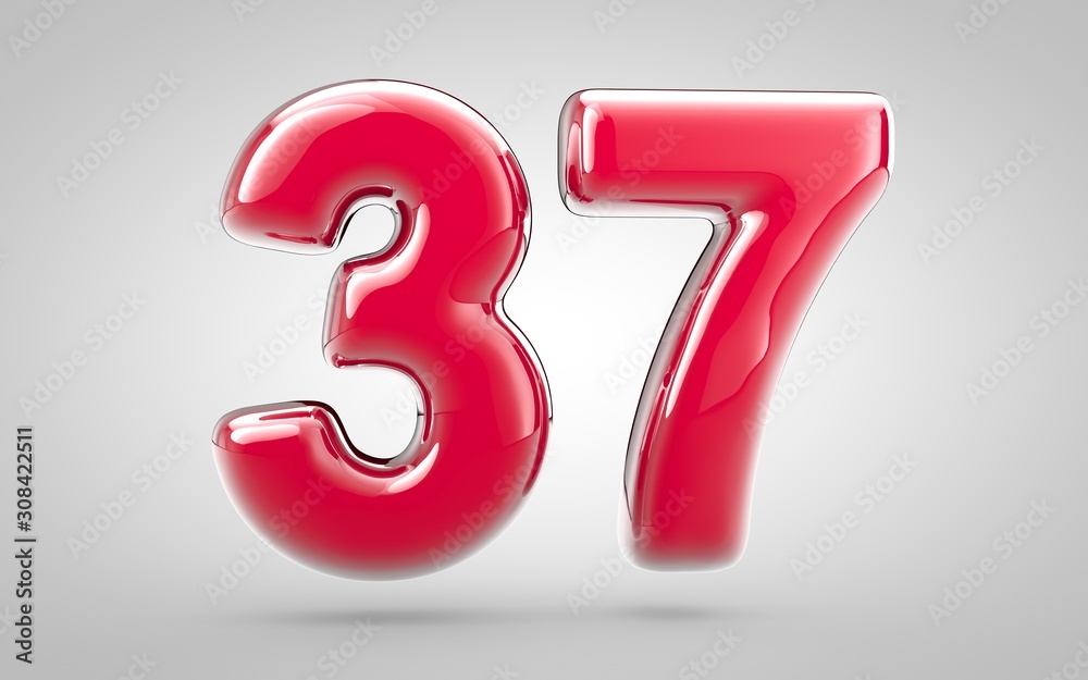 Pink nail polish 3d number 37 on white background Pink nail polish 3d number 37 on white background