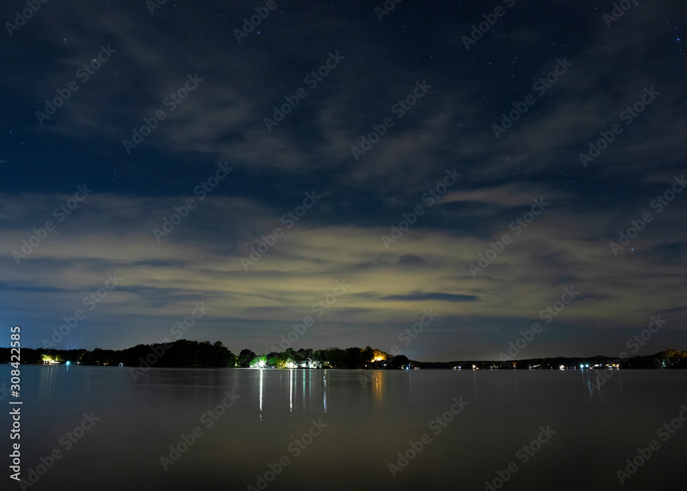 Stars and lake at night