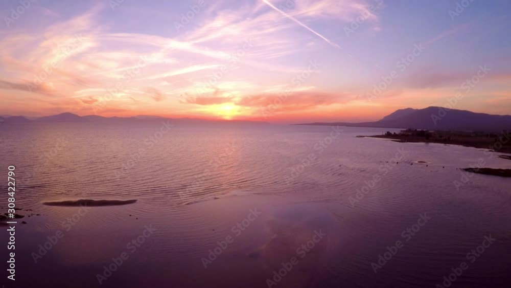 Aerial sunset at the sea with perfect colors Aerial sunset at the sea with perfect colors