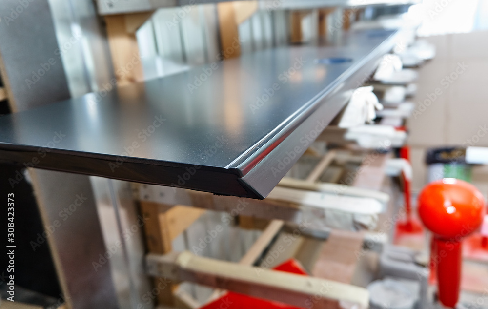 Detail of furniture in painting chamber. Woodworking and carpentry production. Furniture manufacture. Detail of furniture in painting chamber. Woodworking and carpentry production. Furniture manufacture.