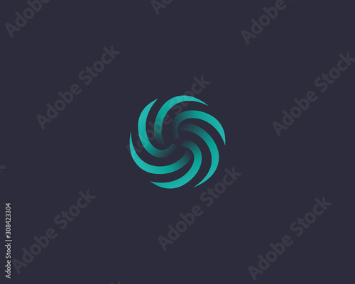 Abstract vortex spin logo icon design abstract modern minimal gradient line art illustration. Sun flower swirl colorful vector emblem sign symbol mark logotype for dark background