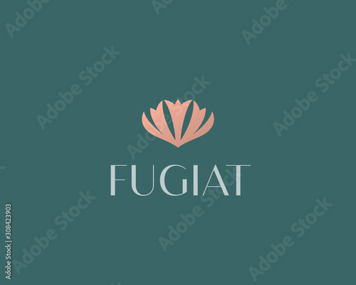 Abstract flower logo icon design abstract modern minimal line art illustration. Crown vector emblem sign symbol mark logotype