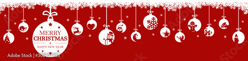 hanging baubles with christmas icons and greetings