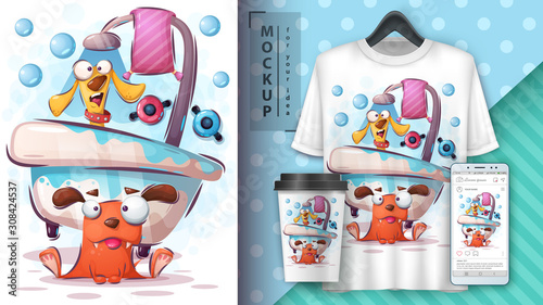 Wash dog poster and merchandising.