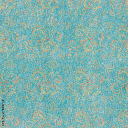 Seamless pattern with floral elements as stylish vintage furniture fabric