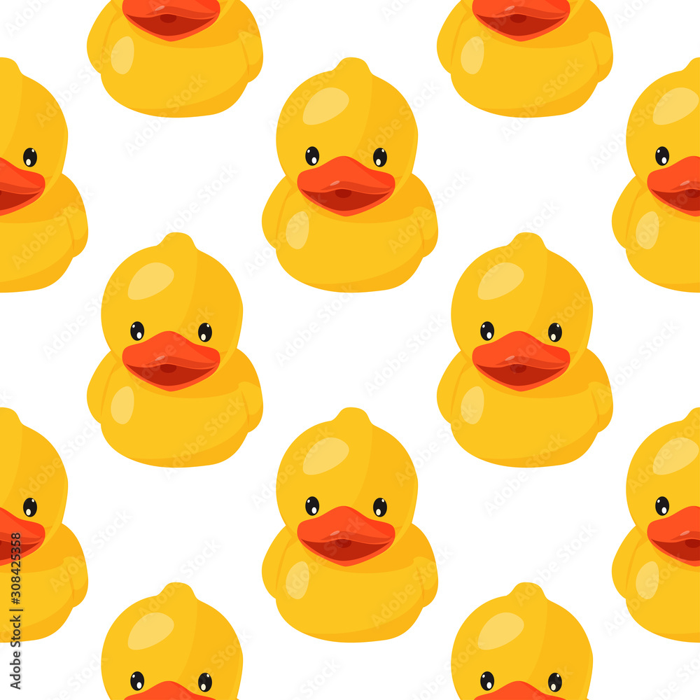 Yellow rubber duck seamless pattern. Fun kids background. Yellow rubber duck seamless pattern. Fun kids background.