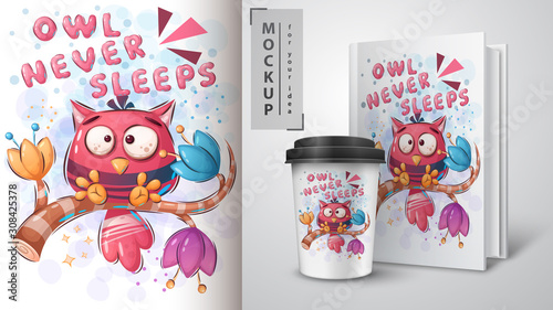 Owl never sleeps poster and merchandising