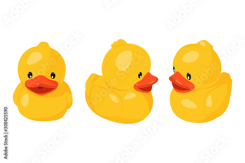 Vector illustration. Yellow rubber duck for bath.