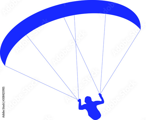 silhouette paraglider or parachutist in flight